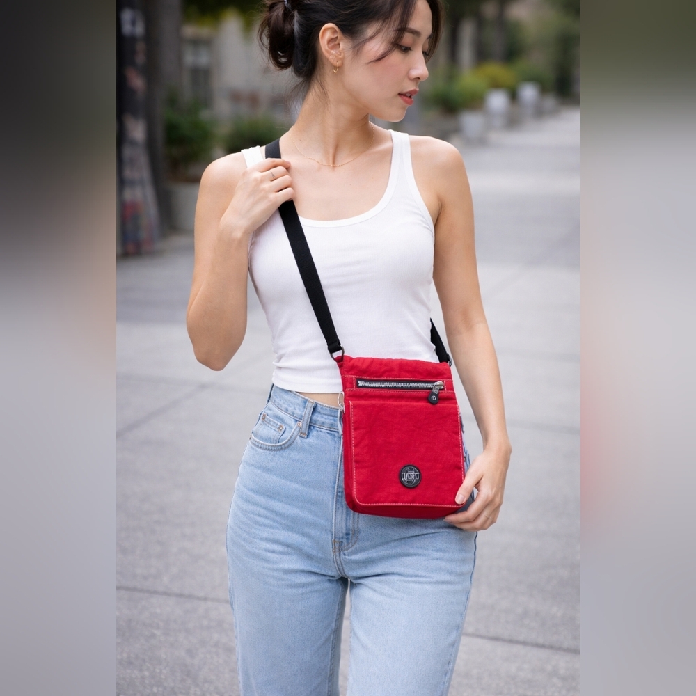 Kipling Red Nylon Lancelot Crossbody Bag